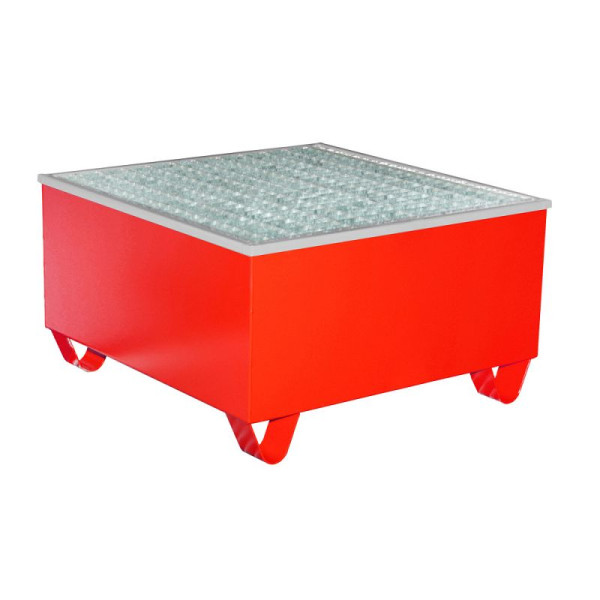 STEIN HGS Auffangwanne AW/PE, mit PE-Kunststoffeinsatz, 200 Liter, RAL 3000 feuerrot, Gesamthöhe 470 mm, lackiert, 1x 200 Liter Fass, 79188.0014