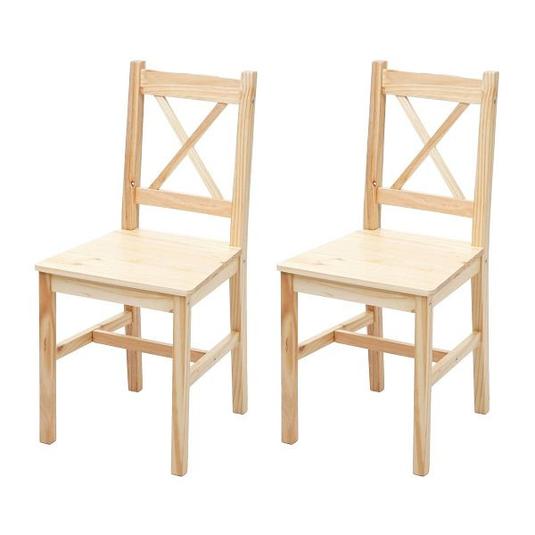 Mendler 2er-Set Esszimmerstuhl HWC-F77, Lehnstuhl Küchenstuhl Stuhl, Massiv-Holz Landhaus, Kiefer lasiert, 70468