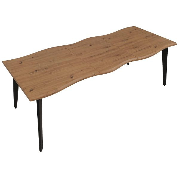 Mendler Esszimmertisch HWC-O60, Ausziehtisch Esstisch, Eisen MDF ausziehbar 160-220cm, Walnuss-Optik, 122236+122237