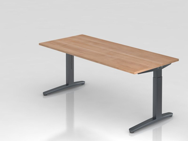 Hammerbacher Schreibtisch C-Fuß 180x80cm Nussbaum/Graphit, Rechteckform, VXB19/N/GG