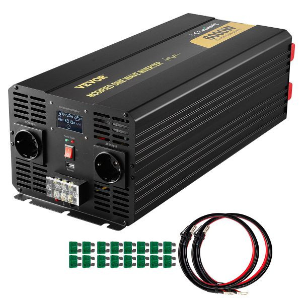 VEVOR Spannungswandler Modifiziert Sinus-Wechselrichter 6kW DC12V auf AC230V LCD, MCPXZXNBQXZXLKN41V2