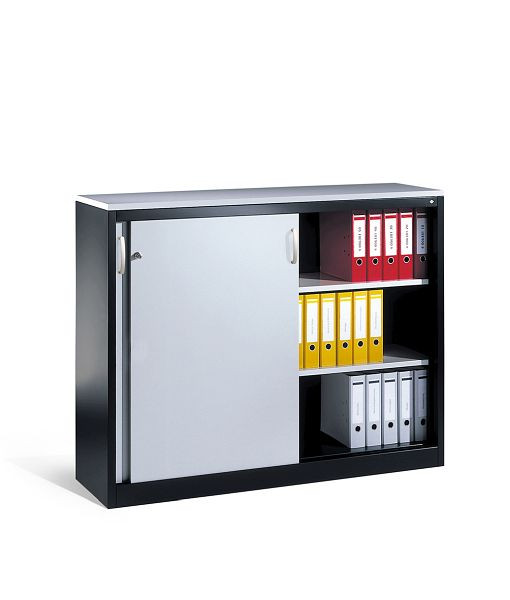 C+P Sideboard mit Schiebetüren Acurado, H1200xB1600xT400mm, Farbe: Schwarzgrau / Lichtgrau, Bügelgriff, 3 OH, 2147-1200 S10084