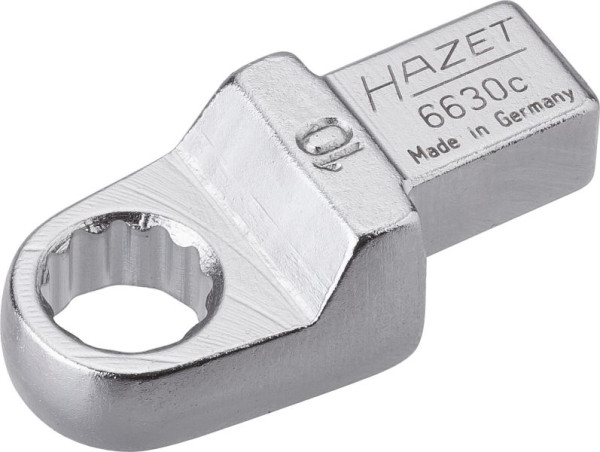 Hazet Einsteck-Ringschlüssel, Einsteck-Vierkant 9 x 12 mm, Außen-Doppel-Sechskant-Tractionsprofil, 10 mm, 6630C-10