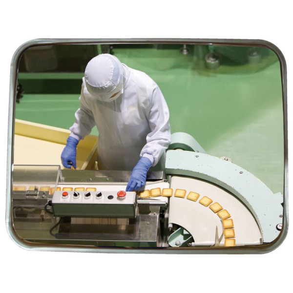 Stein HGS Industriespiegel Vialux® für spezielle Umgebungen, eckig, 800 x 600 mm / 20 m, Universal-Halterung aus Stahl, 36382