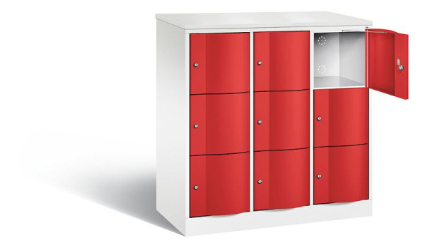 C+P Schließfachschrank Resisto, H1255xB1148xT540mm, Farbe: Verkehrsweiß / feuerrot, 8573-372 S10730
