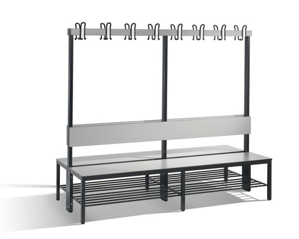 C+P Doppelseitige Garderobenbank mit Rückenlehne, Basic Plus, H1650xB1960xT760mm, 8062-210 S10001