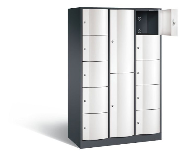 C+P Kombi-Schließfachschrank Resisto, H1950xB1148xT540mm, Farbe: Schwarzgrau / Verkehrsweiß, 8070-3721 S10033