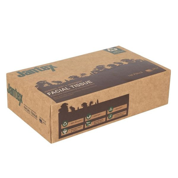 Jantex Green 100% Recycelte Gesichtstücher 100 Blatt, VE: 36 Stück, HW715