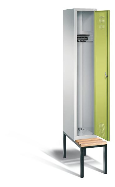 C+P Garderobenschrank Evolo, H2090xB320xT815mm, Farbe: Lichtgrau / Viridingrün, 48050-10 S10079