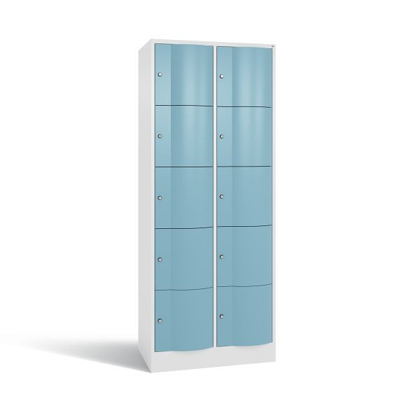 C+P Schließfachschrank Resisto, 10 Fächer, H1950xB772xT540 mm, Weiß/Horizontblau, 8570-272 S10733