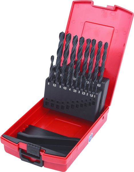 KS Tools HSS-R Spiralbohrer-Satz, Kunststoffkassette, 19-teilig, 1-10mm, 330.1620