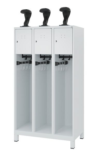 C+P Feuerwehrspind Evolo, Modell YOUNGSTER, 3 Abteile, H1530xB900xT500 mm, Lichtgrau, Füße, 0490015-30 S10012