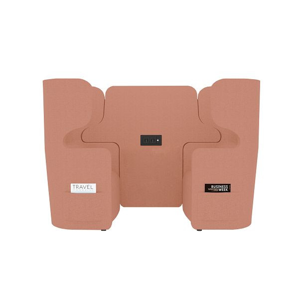 Bisley Raum in Raum Lösung Vivo, Zweisitzer, Hohe Rückenlehne, 2 Seitentaschen, 2 Steckdosen und 2 USB Anschlüsse, NE0572 dunkelorange, VIVH2SETPS2.NE0572