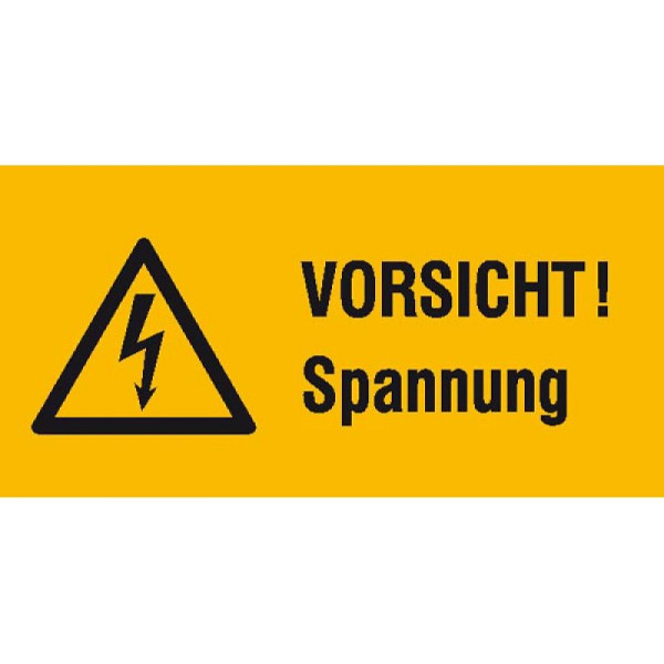 Stein HGS Elektrokennzeichnung/Warnkombischild, VORSICHT! Spannung, 52 x 26 mm / Folie, 9er-Bogen, 30.0591