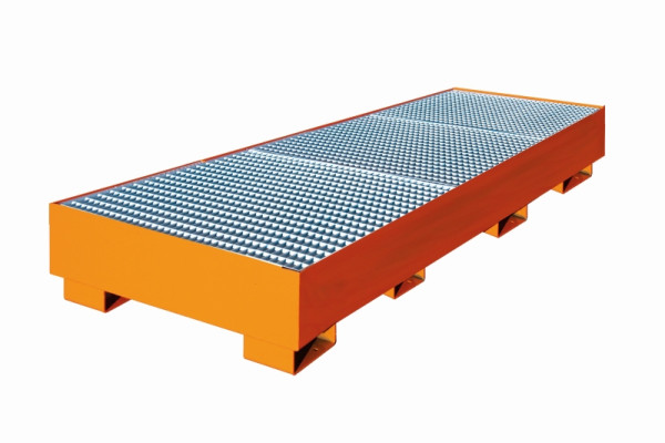 Eichinger Industrie Auffangwanne mit geraden Wänden, mit Gitterrost 3 x Fässer, reinorange, 30121100000000