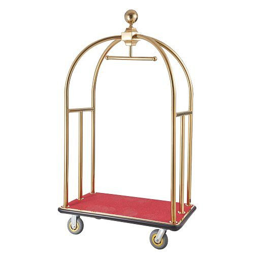 VEVOR Hotelgepäckwagen 500kg Edelstahl, Pagenwagen gebogene Pfosten, roter Teppichboden & 15cm Gummiräder, ideal für Hotels, XLYTCJS6INCHTWKC0V0