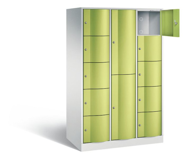C+P Kombi-Schließfachschrank Resisto, H1950xB1148xT640mm, Farbe: Lichtgrau / Viridingrün, 8070-3731 S10009