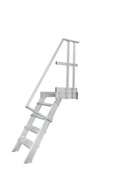 HYMER Treppenleiter stationär mit Podest, Treppenneigung 60°, Stufenbreite 800 mm, 5 Stufen, Standhöhe 1,25 m, 22200805