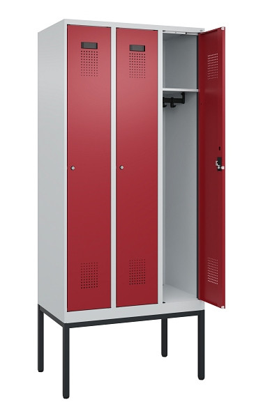 C+P Spind Evolo PLUS, Gestell, 3 Abteile, 2120x900x500mm, 7035/3003, Verschluss Zylinderschloss, Ablageböden 3, 0490307-30 S10031