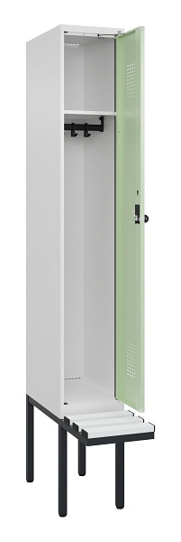 C+P Spind Evolo PLUS, 1 Abteile, 2120x300x815mm, 9016/6019, Haken 3, Drehriegel, Sitzfläche Kunststoff, 0490407-10 S10073