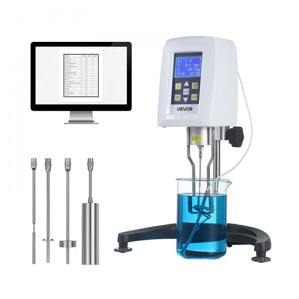 VEVOR Digital Rotationsviskosimeter 10-100000 cP, ±2% Genauigkeit, inkl. 4 Retoren, LCD, Temperaturfühler für Tinten, Farben, XZZDJSZXZZDJAZMEG001V2
