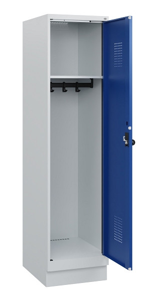 C+P Spind Evolo PLUS, Sockel, 1 Abteil, 1630x400x500mm, 7035/5010, Drehriegel, 0490205-12 S10006