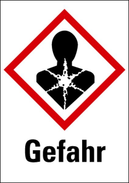 Schilder Klar Gefahrstoffkennzeichnung Gefahr Gesundheitsschädlich, auf Bogen à 16 Stück, 20x29 mm Folie selbstklebend, 486/67
