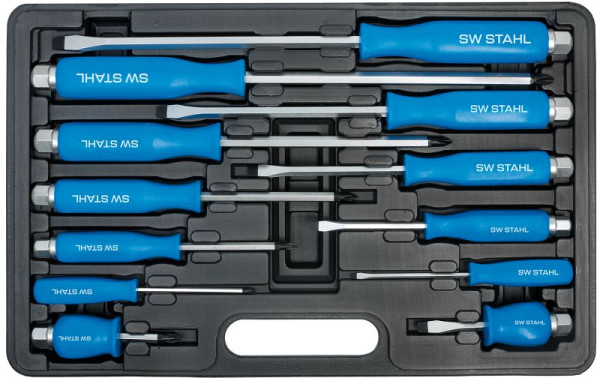 SW-Stahl Schraubendrehersatz, schlagfest, Schlitz+Kreuz, 12-teilig, Ergonomischer Softgriff, S7890