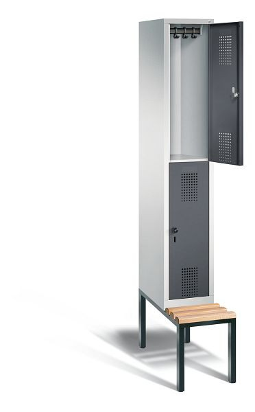 C+P Spind doppelstöckig Evolo, H2090xB320xT815mm, Farbe: Lichtgrau / Schwarzgrau, 48350-10 S10021