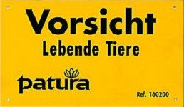 Patura Warnschild, Vorsicht lebende Tiere, 160200