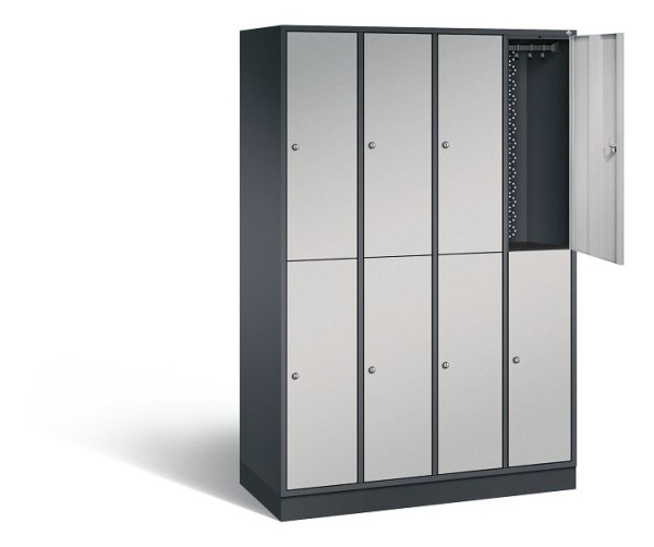 C+P Spind doppelstöckig Intro, H1950xB1220xT490mm, Farbe: Schwarzgrau / Weißaluminium, 8270-401 S10053