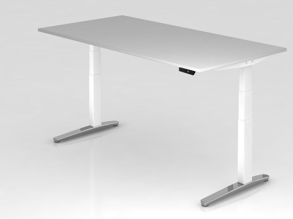 Hammerbacher Sitz-Steh-Schreibtisch elektrisch 200x100cm Grau/weiß, poliert, Rechteckform, VXBHM2E/5/WC