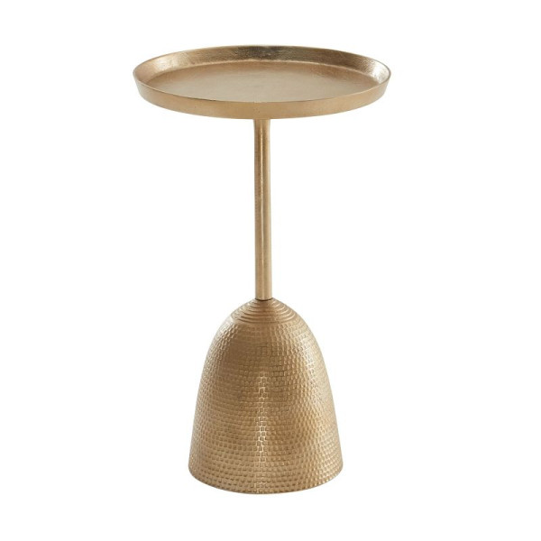 Wohnling Beistelltisch Gold 33 x 33 x 53 cm Anstelltisch Aluminium, Kleiner Sofatisch Metall Rund, Wohnzimmertisch Couch Modern, Couchtisch Hoch, WL6.670