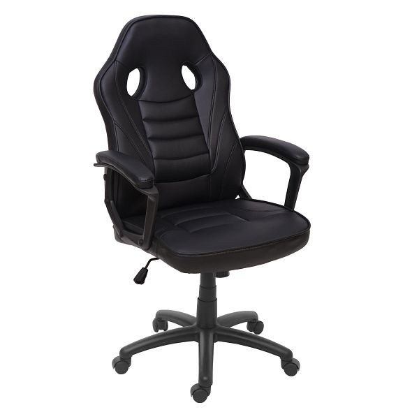 Mendler Bürostuhl HWC-F59, Schreibtischstuhl Drehstuhl Racing-Chair Gaming-Chair, Kunstleder, schwarz, 73697