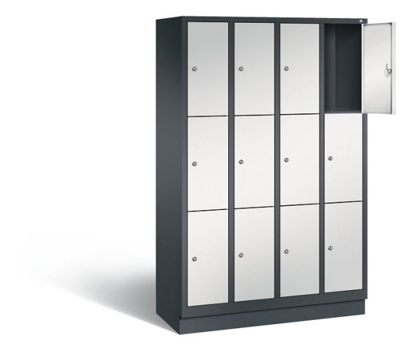 C+P Schließfachschrank Evolo, H1800xB1190xT500mm, Farbe: Schwarzgrau / Lichtgrau, 48020-403 S10108