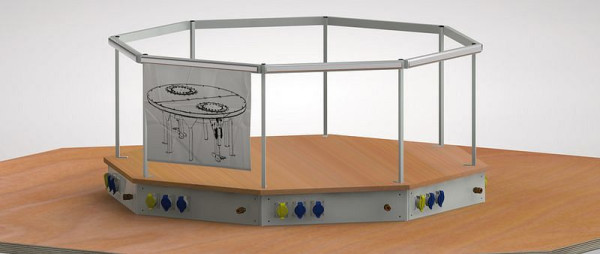 KLW Zeichnungshalteraufsatz 500 x 1500 x 1500 mm H x B x T aus verschweissten VK-Rohren mit 8 Klemmschienen 09/AW, je 600 mm lang, 03/8-ZH