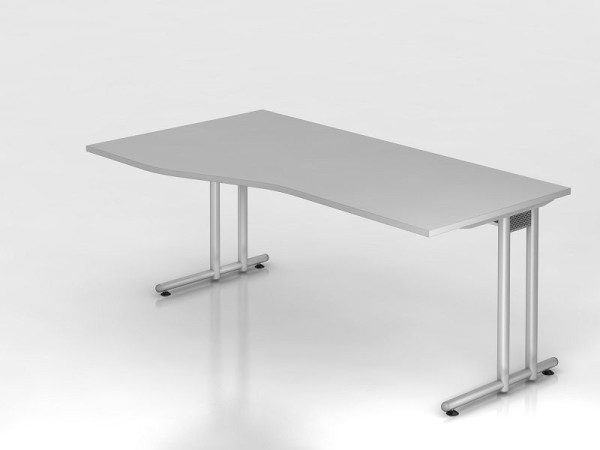 Hammerbacher Schreibtisch C-Fuß 180x100/80cm Grau/Silber, Arbeitshöhe 72 cm, VNS18/5/S