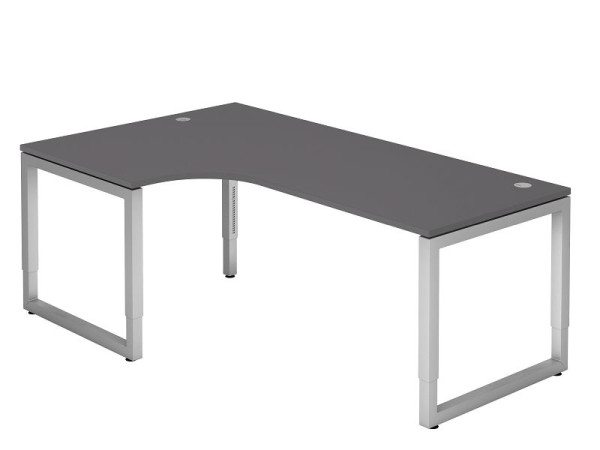 Hammerbacher Winkeltisch O-Fuß eckig 200x120cm 90° Graphit, Winkelform 90°, links oder rechts montierbar, VRS82/G/S