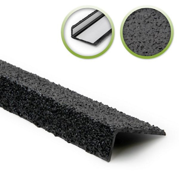 Moravia Antirutschtreppenkantenprofil GFK, medium, schwarz, Breite 2500 mm, selbstklebend, 327655