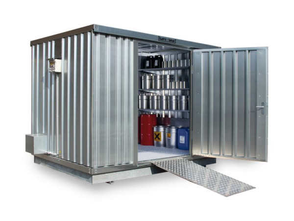 SÄBU SAFE Tank 1000, (Außenaufstellung), verzinkt, montiert ALG, 3.050 x 2.170 x 2.350 mm, Einflügeltür auf der 3 m Seite, F119610101-F911