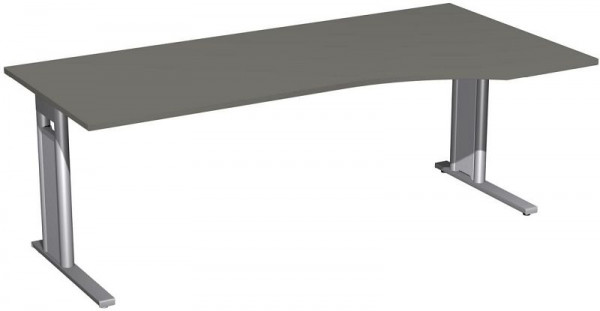 geramöbel PC-Schreibtisch rechts starr, C Fuß Blende optional, 2000x1000x720, Graphit/Silber, N-648313-GS