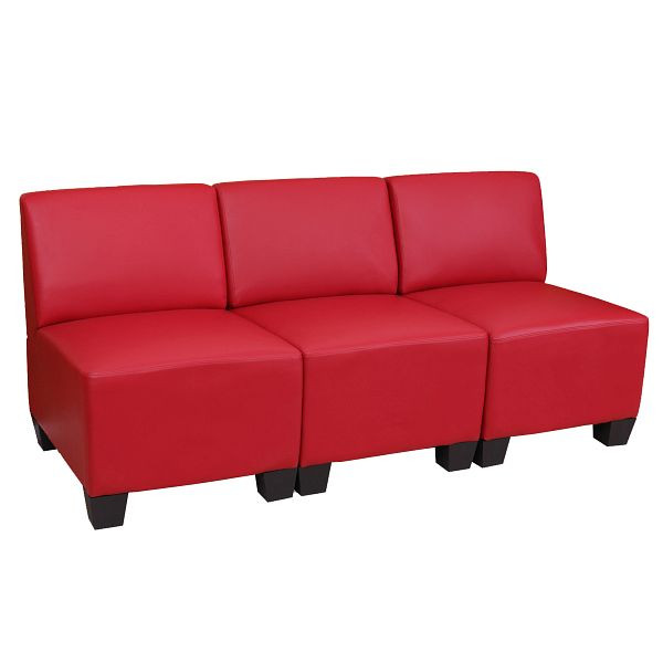 Mendler Modular 3-Sitzer Sofa Couch Lyon, Kunstleder, rot, ohne Armlehnen, 3x21691
