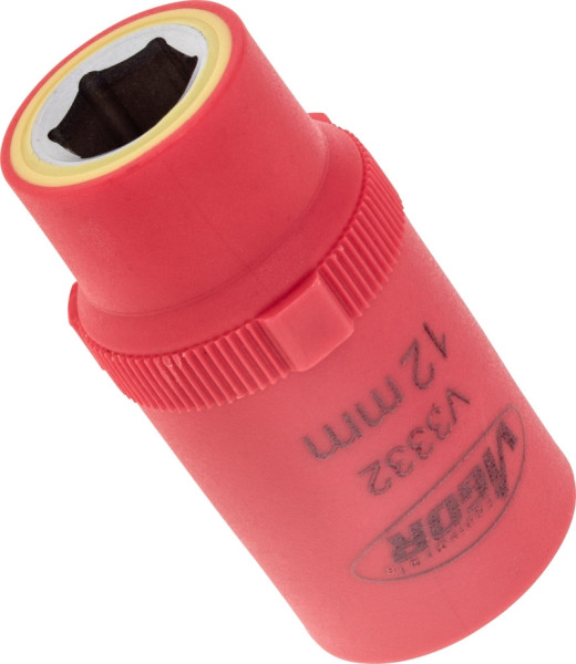 VIGOR VDE Steckschlüsseleinsatz, Vierkant hohl 12,5 mm (1/2 Zoll), Außen-Sechskant Profil, 12 mm, V3332
