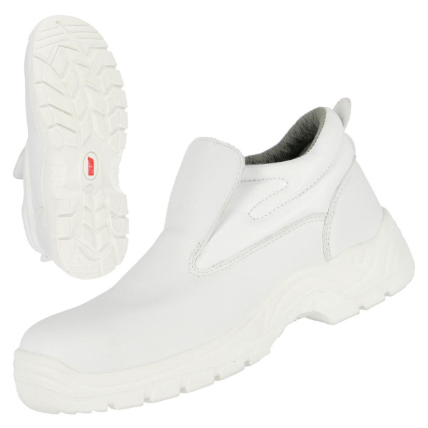 NITRAS CLEAN STEP MID SL, S2 Sicherheitsslipper, halbhoch, strapazierfähiges Kunstleder, weiß, Größe: 42, VE: 10 Paar, 7251-42