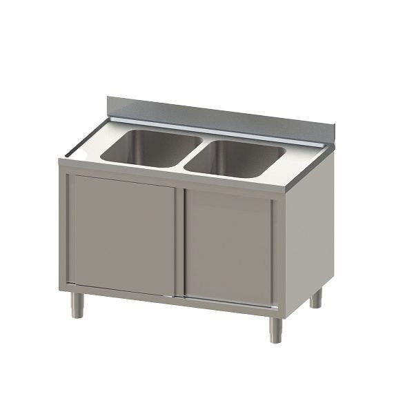 Vaiotec TOPLINE Spülschrank 600 / 2 Becken mit Schiebetüren, 120x60x85 cm, 10819