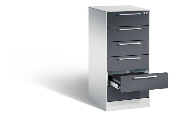 C+P Karteischrank Asisto, H1010xB440xT600mm, Farbe: Lichtgrau / Schwarzgrau, Bügelgriff, 146245-622 S10026