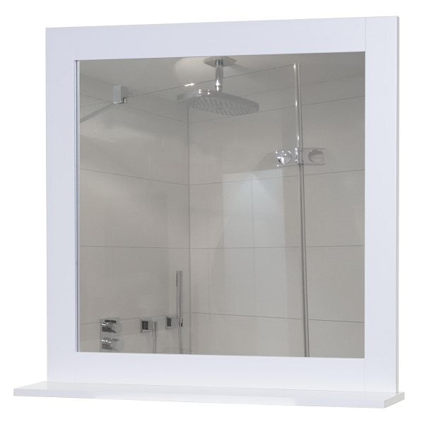 Mendler Wandspiegel HWC-F75, Badezimmer Badspiegel Spiegel, Ablagefläche Landhaus 58x59x12cm weiß, 70451