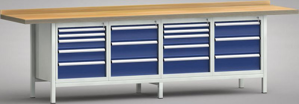 KLW Profi-Werkbank - 3000 x 700 x 905 mm L x T x H (ERGO-VERSION), L: 2x50EA/100EA/125EA/175EA, R: 150EA/2x175EA, WP427E-3000M45-E1662
