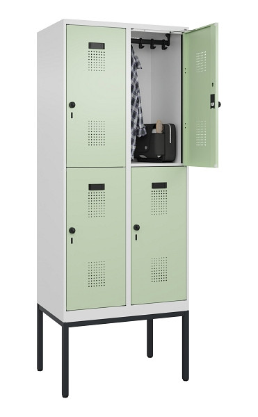 C+P Doppelstock-Spind Evolo PLUS, Gestell, 4 Fächer, 2120x800x500mm, 9016/6019, Drehriegel, 0493307-22 S10019