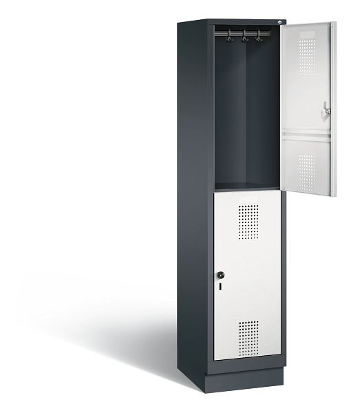 C+P Spind doppelstöckig Evolo, H1800xB420xT500mm, Farbe: Schwarzgrau / Lichtgrau, 48320-12 S10031